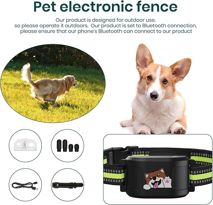 Upgraded GPS Dog Fence & Tracking Collar System - No Subscription Required, Customizable Boundaries via App, Waterproof Rechargeable Collar with Remote Training, 1-Minute Setup Black