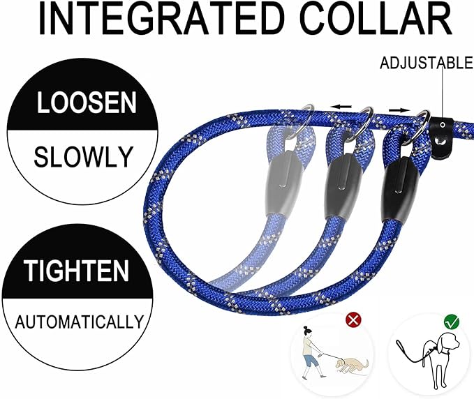 6 FT Heavy Duty Dog Leash, Durable Premium Quality Strong Training Rope Slip Leash with Comfortable Padded Handle and Highly Reflective Threads for Small Medium and Large Dogs, (Deep Blue)