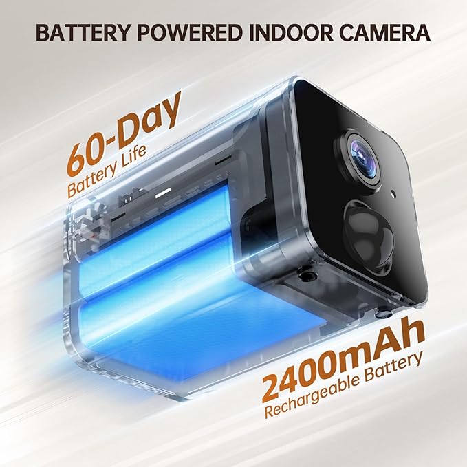 Hidden Camera – 2K HD Wireless Spy Camera with Audio/Video, Mini Indoor Camera for Home Security, AI Motion Detection, Night Vision, Built-in Siren, Two-Way Audio, 60-Day Battery Life