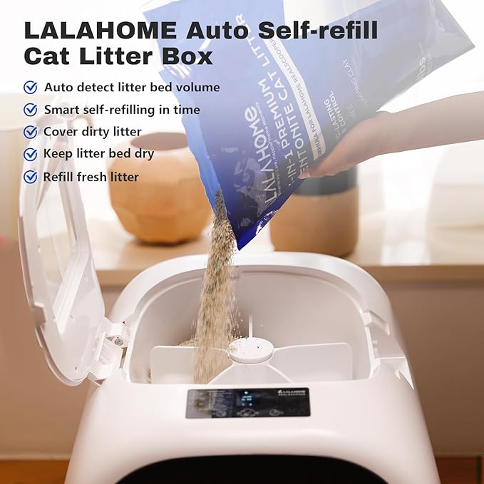 Self Cleaning Litter Box Auto Refill, Automatic Robot Litter Box for Multiple Cats, Hand-Like Rake Scooping/Odor Control System/6 x Safety Sensor/5G App Control, Large 80L Kitty Box Waste Disposal
