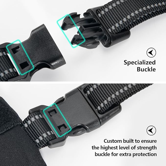 PHOEPET 2019 Upgraded No Pull Dog Harness, Reflective Adjustable Vest, with a Training Handle + 2 Metal Leash Hooks+ 3 Snap Buckles +4 Slide Buckles(M, Pink)