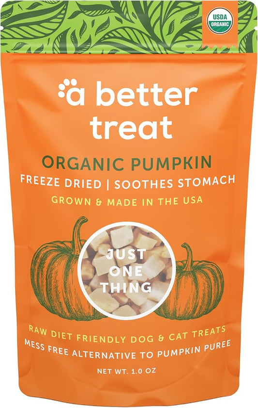 A Better Treat – Freeze Dried Organic Pumpkin Dog and Cat Treats, Organic, Single Ingredient | Natural, Healthy, Diabetic Friendly | Made in The USA