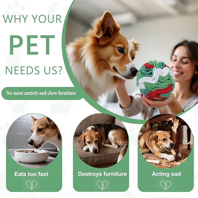 Multi-Color Snuffle Ball for Dogs, Nature-Themed Camouflage Slow Feeder Toy, Dirt-Hiding Design for Indoor/Outdoor Mental Enrichment, Puzzle Game for All Breed Sizes,Machine Washable