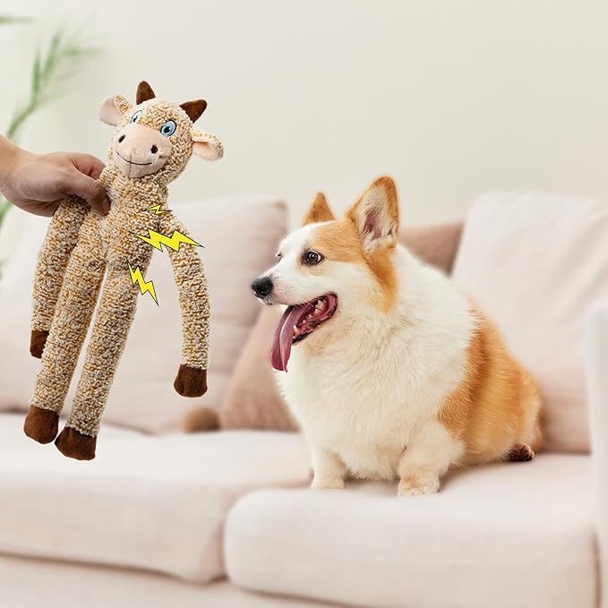 Shuse No Stuffing Dog Toys for Large Dogs, Squeaky Crinkle Interactive Dog Animals Toys, Plush Teething Toys to Keep Them Busy, Cute Funny Dogs Gifts for Small Medium Large Breed