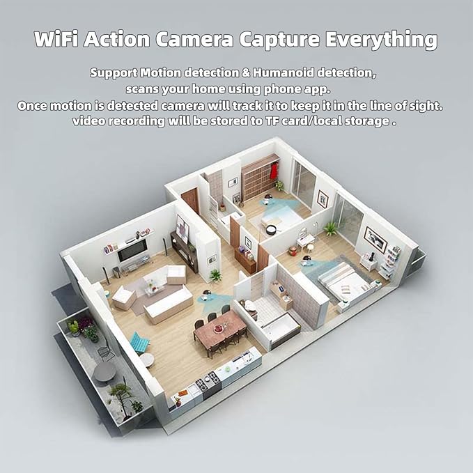 Movable 2MP+2MP Dual Lens Dual Screen Pet Robot 2.4 GHz WiFi Smart Home Security Camera P 360°/T 90° Rotation Monitoring Phone App 2 Way Audio Motion Detection Alerts Night Vision Cat Dog Camera