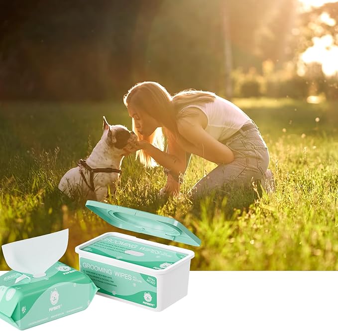 Natural Pet Grooming Wipes, 100 Fresh Counts, Extra Moist & Thick for Dogs & Cats, Puppies & Kittens(Pack of 2)