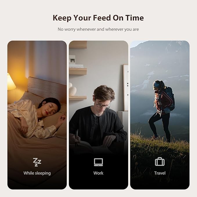 IMIPAW Automatic Cat Feeders, 3L Timed Cat Dry Food Dispenser with Desiccant Bags, Dual Power Supply, Programmable Portion Size, 6 Meals, 20 Portions Per Day, Auto Pet Feeder for Cats and Small Dogs