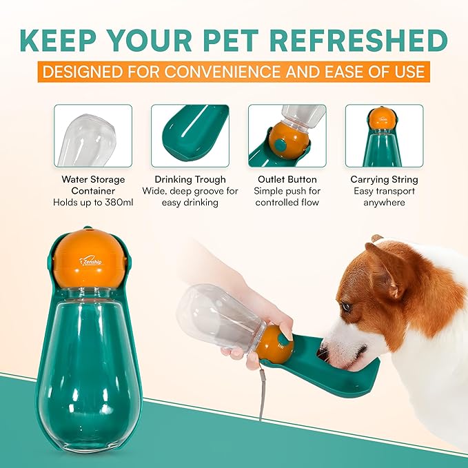 Foldable Dog Water Bottle Dispenser with Portable Bowl