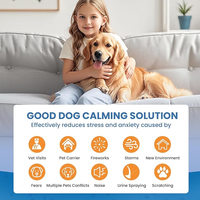 Dog Calming Diffuser, 6 in 1 Puppy Pheromones Calming Diffuser, Relaxing Pheromone for Dogs Relief Stress Anxiety Fighting Scratching Barking, Help Train Dog to Pee, 3 Diffuser 3 Refill(48ml)