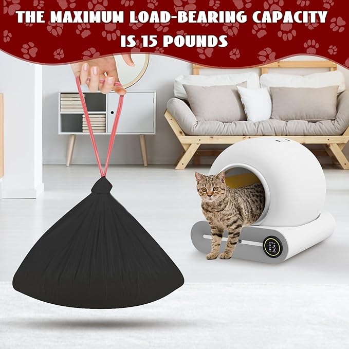 Cat Waste Bags for Automatic Cleaning Litter Boxes, 19.7 x 17.7 Inches Black(4 Packs/80 Counts) Black-Red