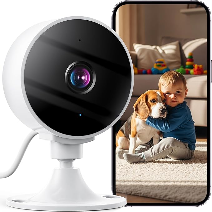 3MP Indoor Security Camera, Cameras for Home Security with 25ft Night Vision, AI Detection, Motion Alerts, 2-Way Audio, 24/7 Cloud & SD Card Storage, Home Camera That Works with Alexa/Google