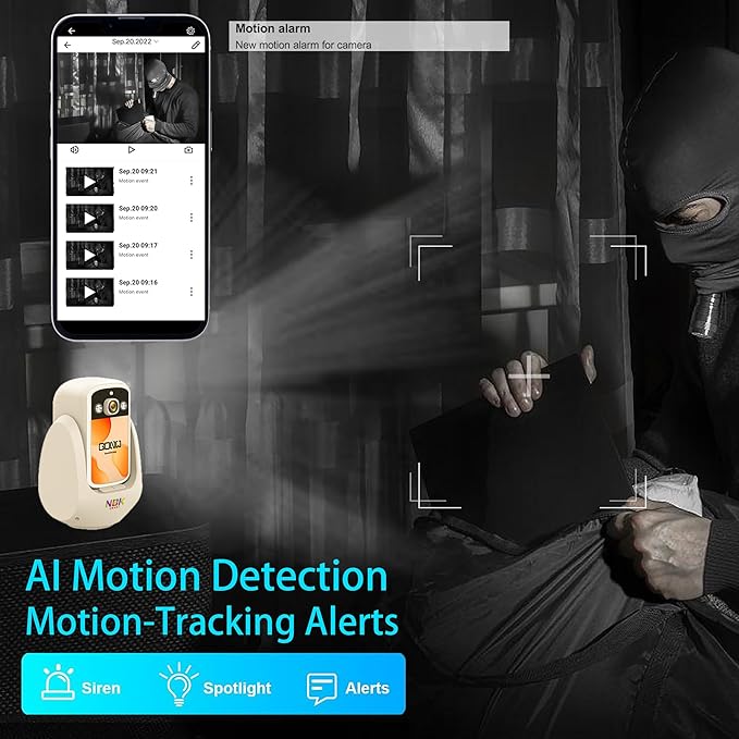 2 Way Camera, 2.8''Screen Pan/Tilt WiFi AI Motion Detection Indoor for Pet/Puppy/Cat/Dog with Phone App Control, Home Cam, Night Vision, One-Button Call, for Elderly, Beige