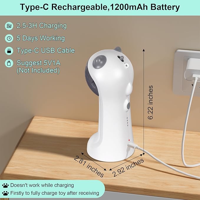 TBTeek Cat Toy Motion-Activated, Green Light, Rechargeable, Automatic Cat Toy with Rotating Red Light, 4 Speed Modes for Indoor Cats, Kittens & Dogs