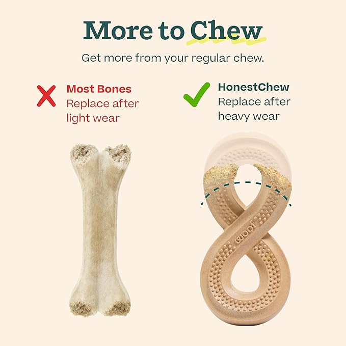 WOOF HonestChew Dog Toy Infinity - Durable Dog Chews - Made with Natural, Plant-Based Ingredients - Splinter-Resistant - Safer Than Dog Bones - Small