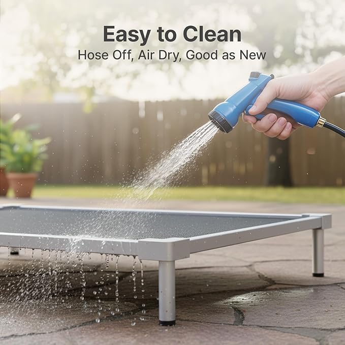 Elevated Dog Beds Large Sized, Chew Proof Aluminum Alloy Heavy Duty Dog Supplies Cooling Raised Pet Cot Indestructible with Anti-Rust Washable Assembly for Crate Outdoor-48.4"x 32.7" x 7"