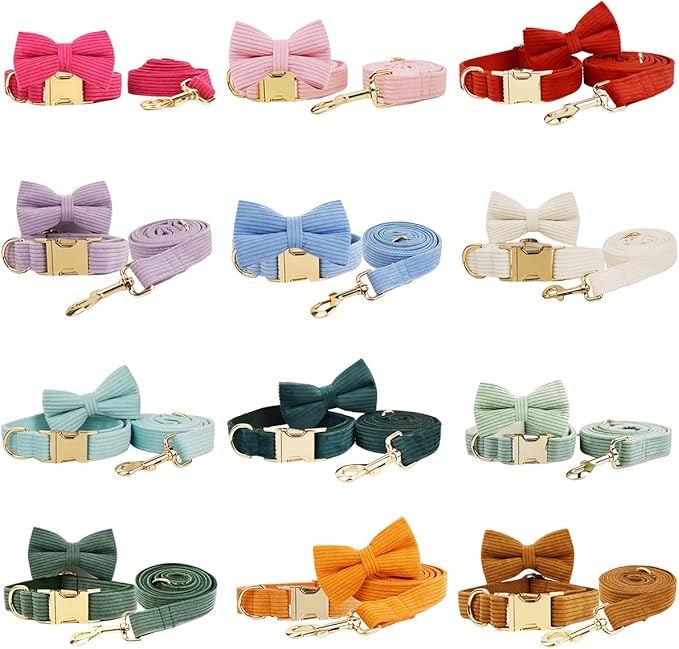 Custom Dog Collar with Metal Buckle - Pet Collars Personalized with Name and Phone Number (Corduroy)