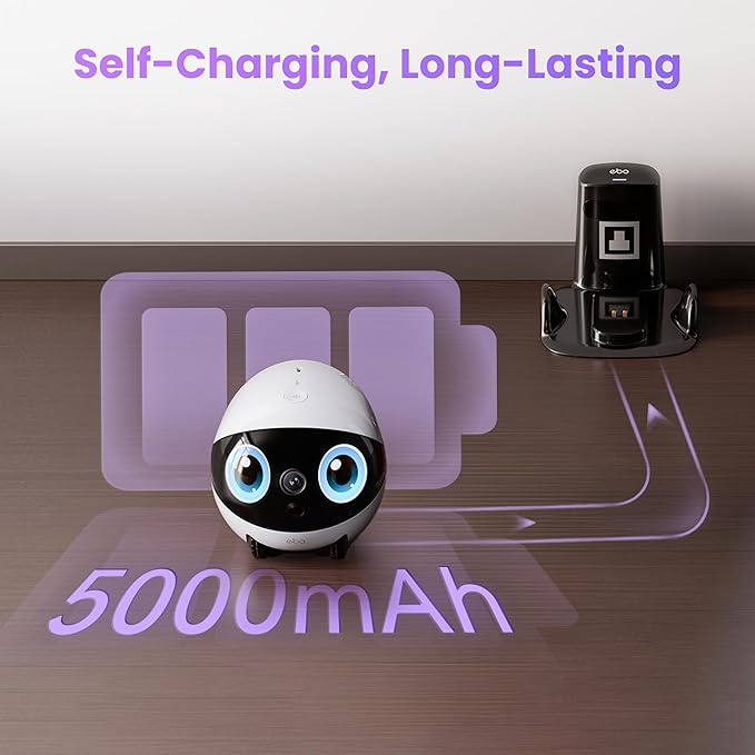 Enabot EBO Air 2 Plus FamilyBot 3K Home Camera Robot: Indoor Camera, Movable Robot Companion, 2-Way Video, AI Chat Mode, Auto-Recharge, Long Battery Life, Custom Facial Image, Night Vision