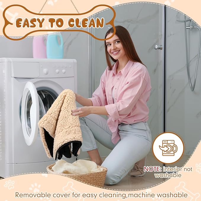 Novabright 3 Pack Self Warming Cat Bed 17x22 Inch Self Heating Dog Mat Reflects Body Heat Extra Warm Thermal Pet Pad Washable Cat Dog Bed for Outdoor Indoor Large Kittens Puppy(Black/Khaki)