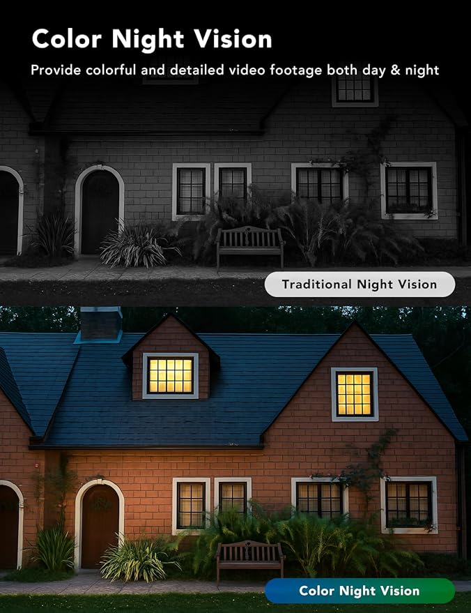 2K Security Camera Wired, Outdoor/Indoor for Home, Pet, Baby, Nanny, IP65 Waterproof Color Night Vision, White Light & Siren, Recording, Motion Detection, Works with Alexa,White-4P