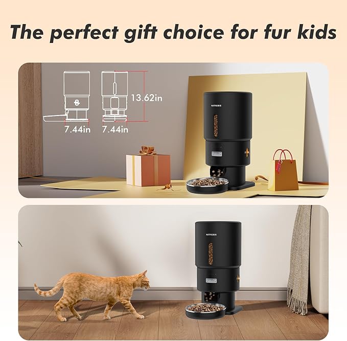 Automatic Cat Feeder - 5L Anti-Clog Cat Food Dispenser with Freshness Preservation, 1-6 Meals/Day, Programmable Portions, 10s Voice, 180-Day Battery Life, Auto Pet Feeder for Multi Cats and Dogs