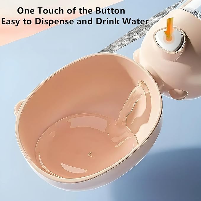 2 in 1 Dog Water Bottle with Food Container, Portable Dogs Water Dispenser, Outdoor Drink Bottles for Puppy, Cat, Pet, Essential Items for Travel, Walking, Hiking, Pet Accessories (Pink)