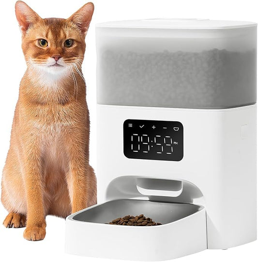 PET MARVEL Automatic Cat Feeder Smart, WiFi Enabled App Control & Voice Recording, 4.4L Dry Food Dispenser with Programmable Timer, 6-Meal Portions, Freshness Seal Tank, M2