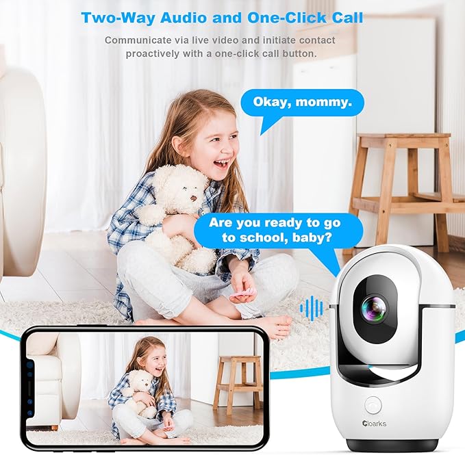 2K Pan/Tilt Security Camera, WiFi Indoor Camera for Home Security with AI Motion Detection, Baby/Pet Camera with Phone App, Color Night Vision, 2-Way Audio, 24/7, Siren, TF/Cloud Storage - 2 Pack