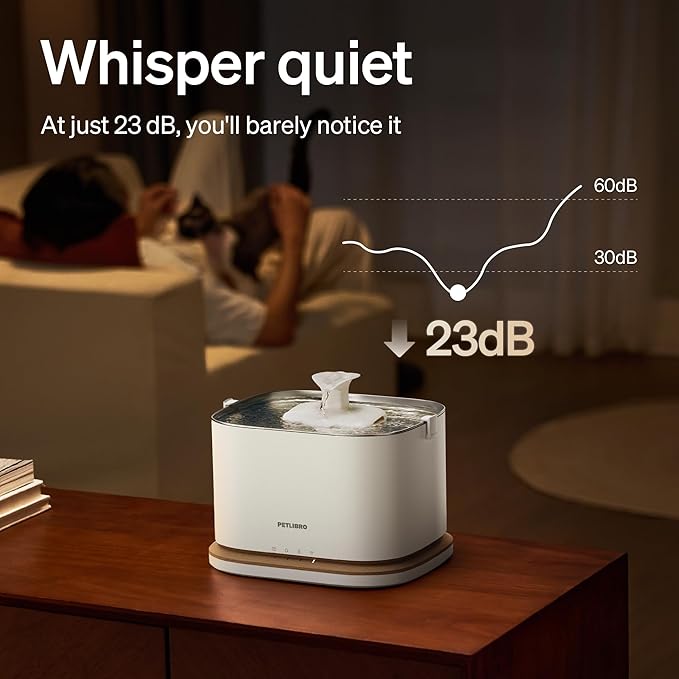 PETLIBRO Upgrade Cordless Cat Water Fountain + 8 Packs Genuine Cat Fountain Filter Replacement, App Monitoring 3L/101oz Dockstream 2 Pet Water Fountain with Stainless Steel Tray, 4-Month Set Easy-Swap