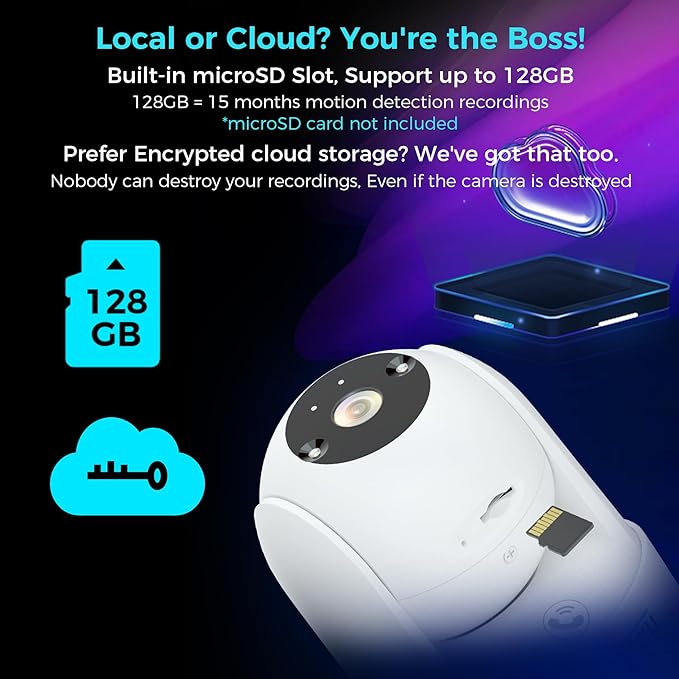 Vicohome 2CB2 2K AI Tracking Security Camera for Home,5GHz Wi-Fi, Pet Indoor Camera, Baby Monitor,360ยฐ View Pan/Tilt Cam,Two Way Audio,Night Vision,Easy to Setup,Audible Alarm,180 Days Exchange Policy