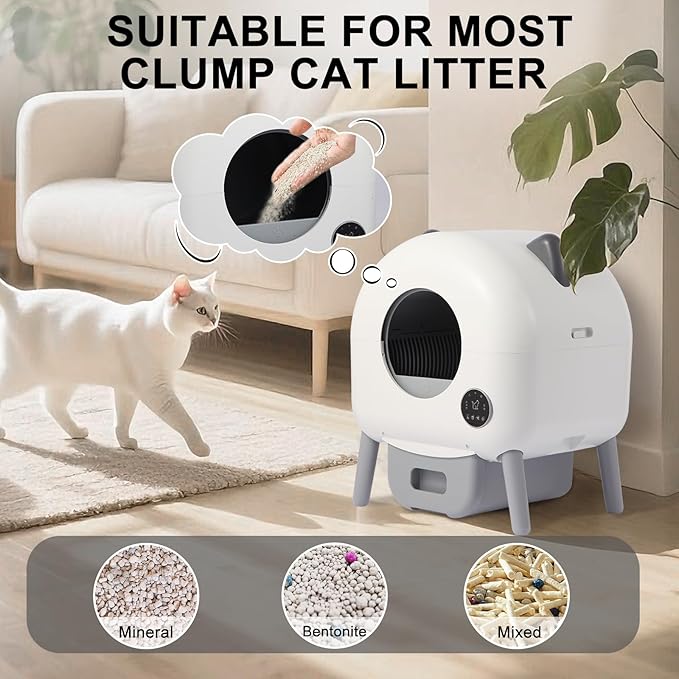 Automatic Self Cleaning Cat Litter Box, Self Cleaning Litter Box, 76L Extra Capacity with 15L Waste Drawer, APP Control & 3-Layer Safety Protection, Ultra-Quiet Safety Design for All Cats