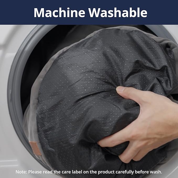 Self Warming Cat Bed, 17.7" x 13.7" Anti-Slip Soft Round Thermal Pet Cushion Bed for Kittens, Cats, Puppies and Small Dogs, Gray