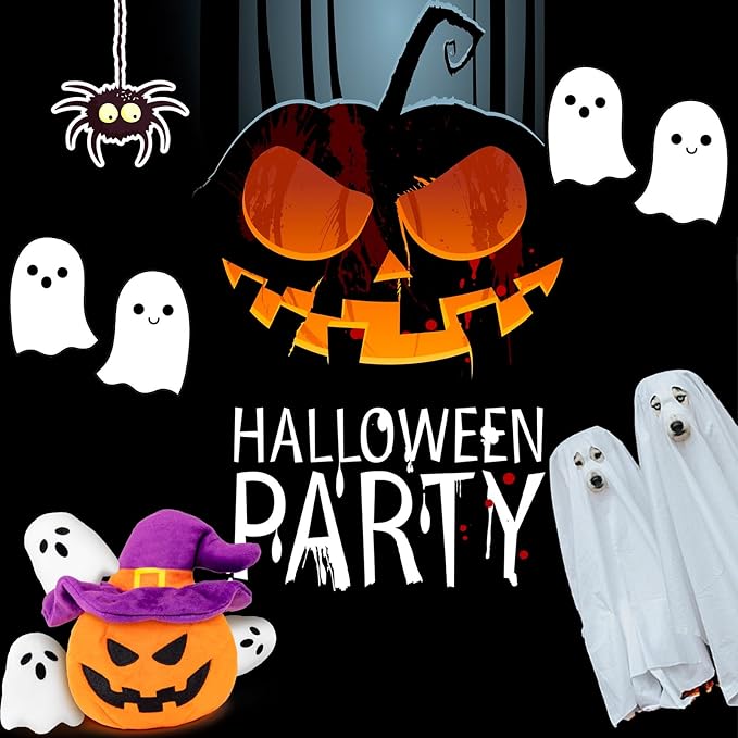 Halloween Dog Toys - Pumpkin & Ghosts Dog Halloween Toys, Squeaky Plush Dog Toy, Gifts for Small Medium Large Dogs, Hide and Seek Dog Toy