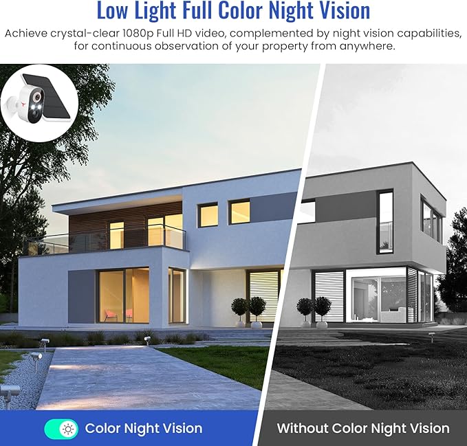 Solar Security Camera Wireless Outdoor, Battery Powered WiFi Camera for Home Surveillance, AI Human Detection, 2-Way Talk, Color Night Vision, Cloud Storage, Weather Resistance (2-Pack)