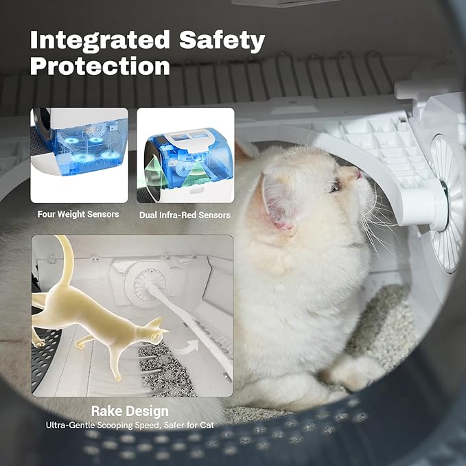 80L Auto Refill Self-Cleaning Litter Box AI Self-Refilling Robot Automatic for Multiple Cats(3-20lb) - Rake Design ScoopFree, Safety Sensors, Anti-Leakage, Odor Control, 5G WiFi App, XL