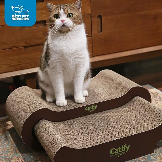 Best Pet Supplies Catify Cat Scratcher, Fun Interactive Scratchers, Posts, Poles, Claw Safe, Furniture Saver Indoor Play Support Natural Cat Behaviors Heavy Duty - Lounger I