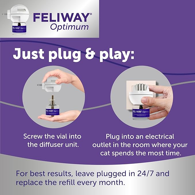 FELIWAY Optimum 3 x 30 Day Cat Calming Refills for Pheromone Diffuser & Happy Snack by FELIWAY Delicious Calming cat Treats (12-ct Chicken Flavor)