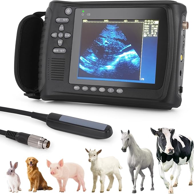 Portable Ultrasound Machine for Pregnancy - with 6.5MHz Rectal Probe & 5 Imaging Modes, Pregnancy Digital Ultrasound Machine for Cattle, Horse, Pigs, Sheep, Cats, Dogs, Rabbit, Fish