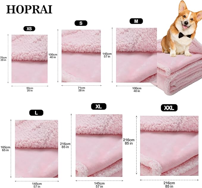 Dog Blanket, Waterproof Reversible Sherpa Fleece Throw Blanket, Furniture Cover for Bed, Couch, Sofa Protection from Liquid Pee and Pet Fur of Puppy, Cat (Pink XS20*27inches)