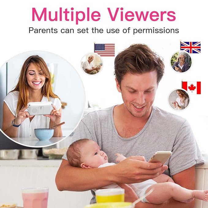 Smart Video Baby Monitor with Camera and Audio,Dual Mode,WiFi On/Off Switch,2.8inch Display,App,1080p Camera,1500ft Long Range,Night Vision,2-Way Talk,AI Baby Growth Album Function