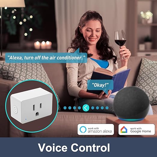 4 Pack Smart Plugs, WiFi Outlets Work with Alexa&Google Assistant,15A/1800W Max, Smart Sockets with Remote Control, Timer Plug with Group Control, No Hub Required, ETL & FCC Certified, 2.4ghz only