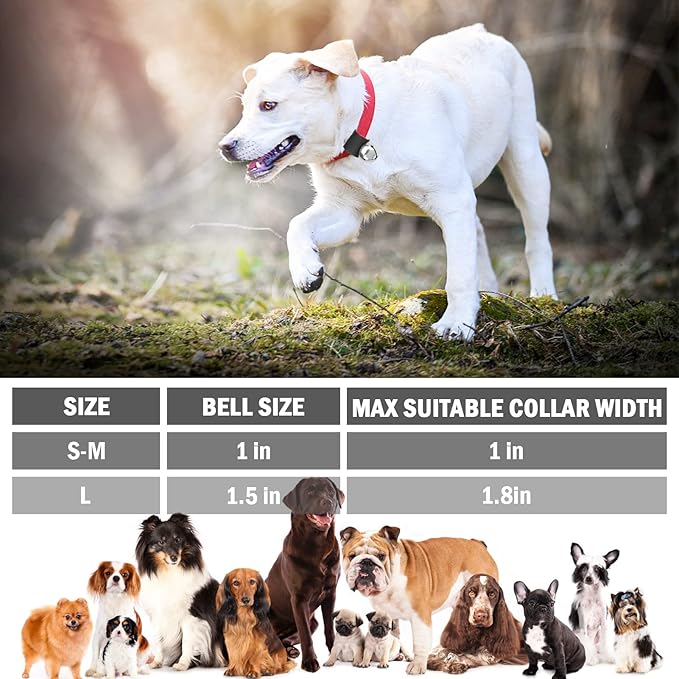 SCENEREAL Dog Collar Bell for Training, Hiking, Walking, Hunting, Pet Tracker, 2 Pack 1.0" Extra Loud Pet Bell for Save Wildlife and Birds (Bear Bell, Cow Bell) Gold | Silver for Small Medium Dogs