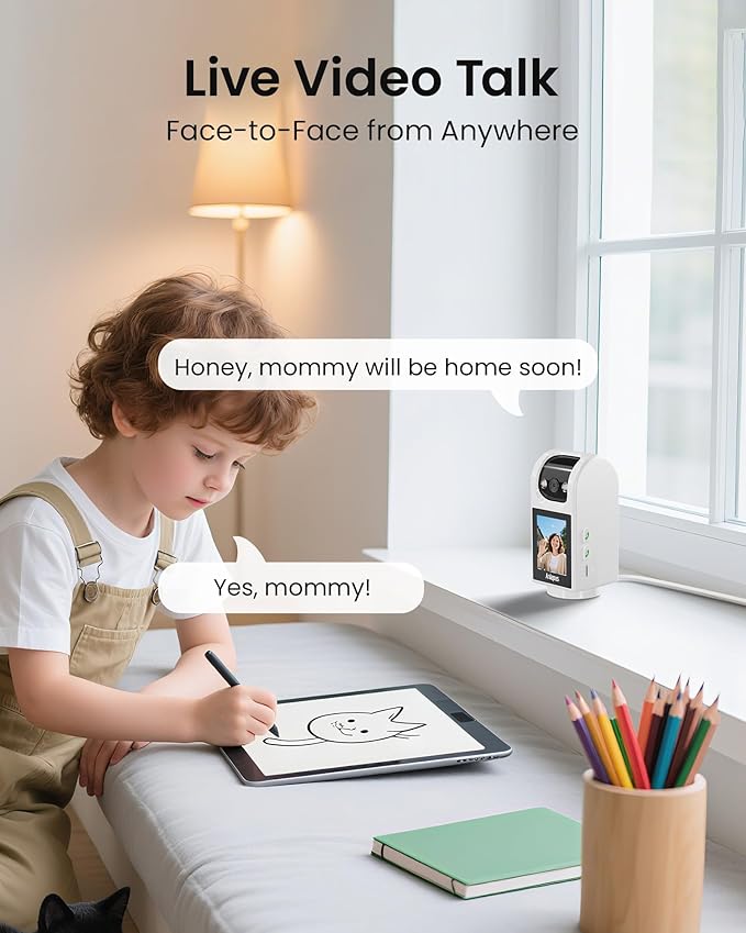 Anlapus C520M 5MP PT Plug-in Indoor Security Camera with 2.8 inch HD Screen, 3K Pet Camera with Phone App, 360 View, 2-Way Talk, AI Person/Motion/Pet Detection, Auto Tracking, for Pet Baby Elderly