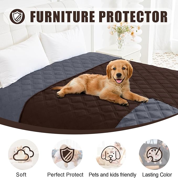 Smiry Waterproof Dog Bed Cover Blanket 40x50, Soft Reversible Pet Blanket, Washable Leakproof Cats Dogs Couch Cover for Sofa, Couch, Furniture, Lattice, Chocolate/Dark Grey