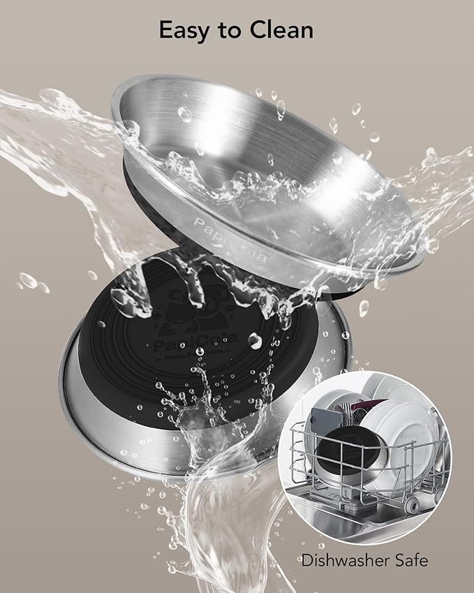 Stainless Steel Cat Bowls 6PCS, Non-Slip cat Food Dishes, Metal Pet Food and Water Bowls, Whisker Friendly with Wide and Shallow Design, 6.3'' Wide, 0.7mm Thick Steel, Pet Dish for Kitten and Dog