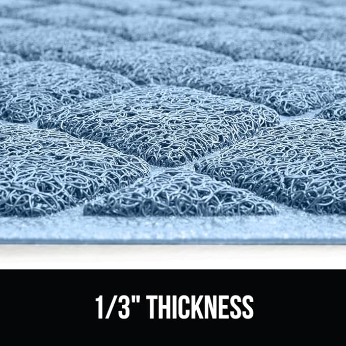 GORILLA GRIP Cat Litter Box Mat, Water Resistant, US Designed Kitty Litter Trapping Mats, Easy to Clean, Scatter Control, Less Mess and Clean Floors, Kitten Supplies for Indoor Cats, 24x17 Light Blue