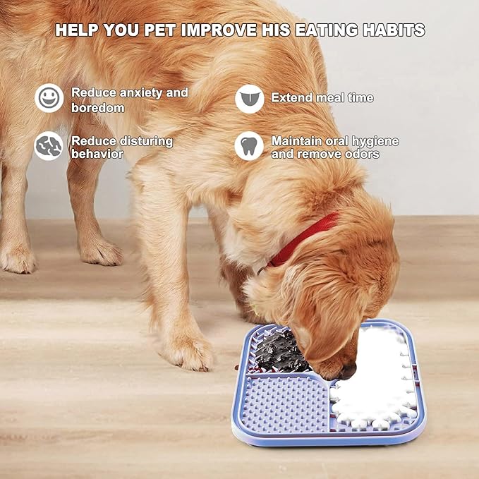 Licking Mat for Dogs & Cats with Suction Cups, 1 Pack Dog Slow Feeder Lick Pat for Anxiety Relief, Dog Toys Feeding Mat for Butter Yogurt Peanut, Pets Bathing Training Grooming Mat