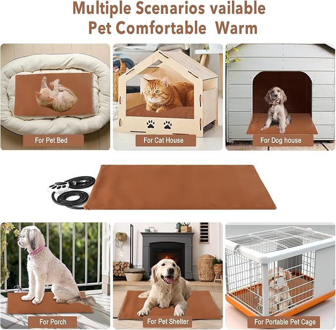 On/Off Switch Electric Pet Heating Pad with Chew Resistant Cord and 2PCS Machine Washable Cover,Indoor Heated Pet Bed Warmer,for Cat Beds and Dog Beds 70x40CM