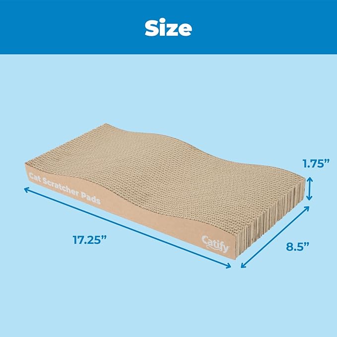 Best Pet Supplies Catify Cat Scratcher, Fun Interactive Scratchers, Posts, Poles, Claw Safe, Furniture Saver Indoor Play Support Natural Cat Behaviors Heavy Duty - Wave (2 Pack)