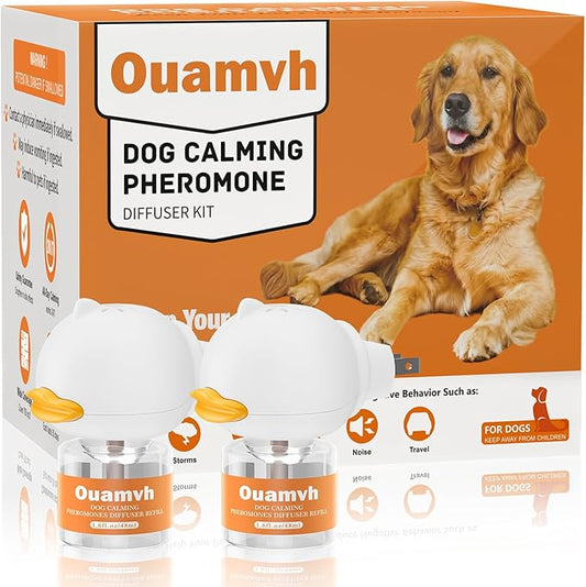 Dog Calming Diffuser, 4 in 1 Puppy Pheromones Calming DiffuserRelaxing Solution for Stress and Anxiety in Dogs, Reducing Scratching and Barking Behaviors, Help Train Dog to Pee