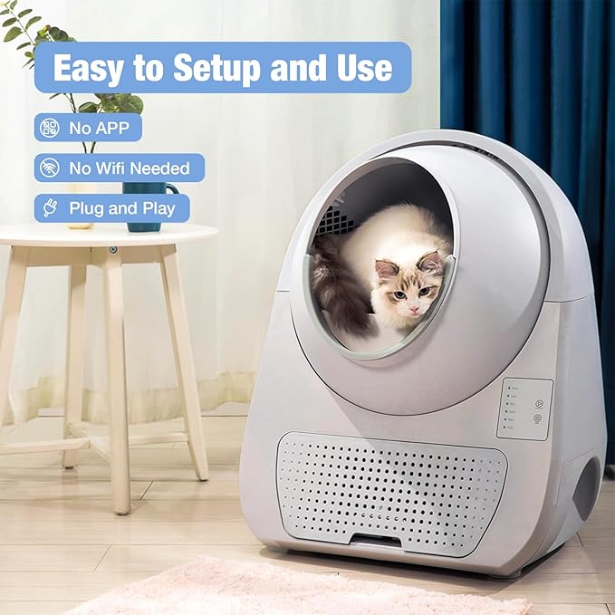 CATLINK Self Cleaning Cat Litter Box, Auto Safety Sensors for Multiple Cats 3.5~22 pounds, Double Odor Removal with Trash Bags(Young Version)
